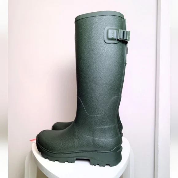 FitFlop Wonderwelly Deep Green Waterproof Tall Rubber Lug Sole Rain Boots Size 6 - Picture 4 of 13